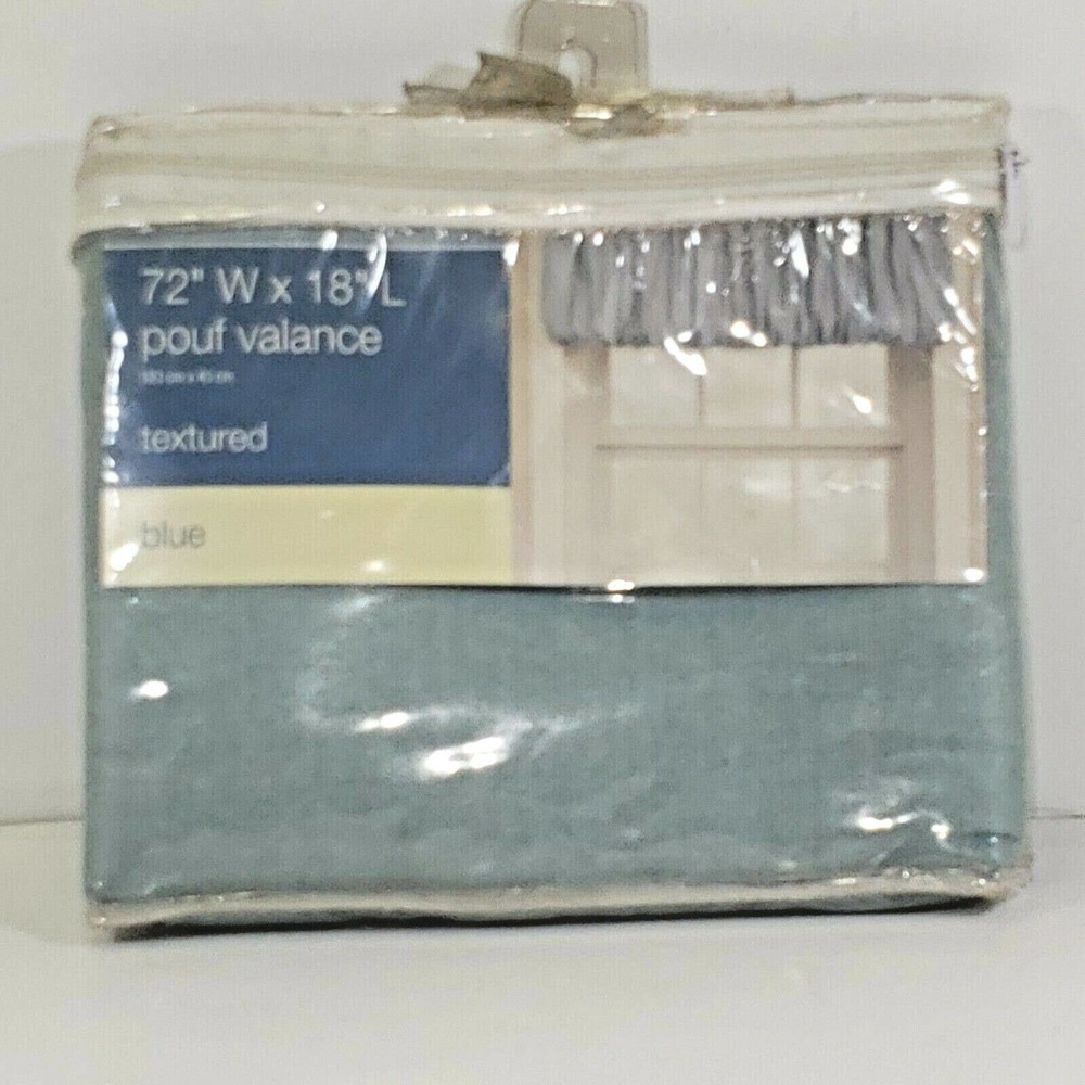 Essential Home Kmart 72"x18" Pouf Valance Light Blue window decor kitchen pics